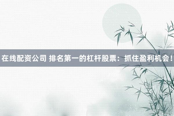 在线配资公司 排名第一的杠杆股票：抓住盈利机会！