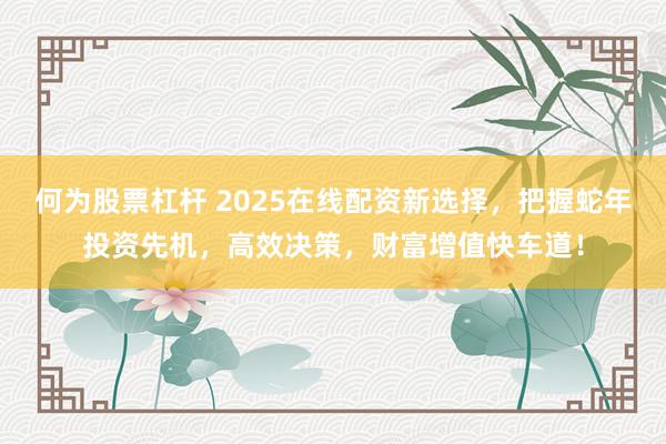 何为股票杠杆 2025在线配资新选择,把握蛇年投资先机,高效决策,财富增值快车道!