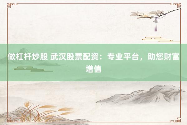 做杠杆炒股 武汉股票配资:专业平台,助您财富增值