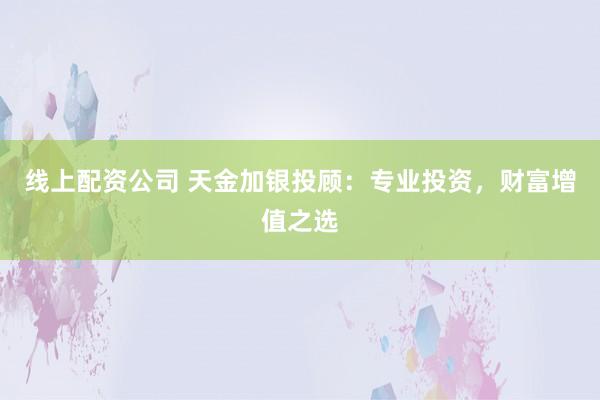 线上配资公司 天金加银投顾:专业投资,财富增值之选