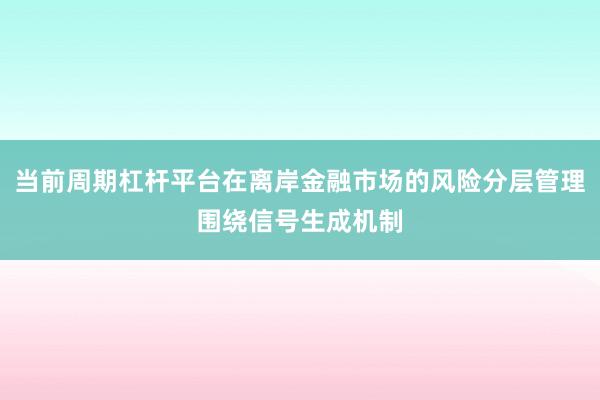当前周期杠杆平台在离岸金融市场的风险分层管理围绕信号生成机制