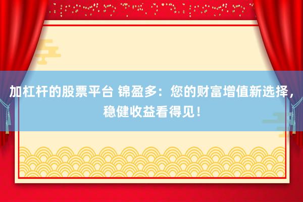 加杠杆的股票平台 锦盈多：您的财富增值新选择，稳健收益看得见！