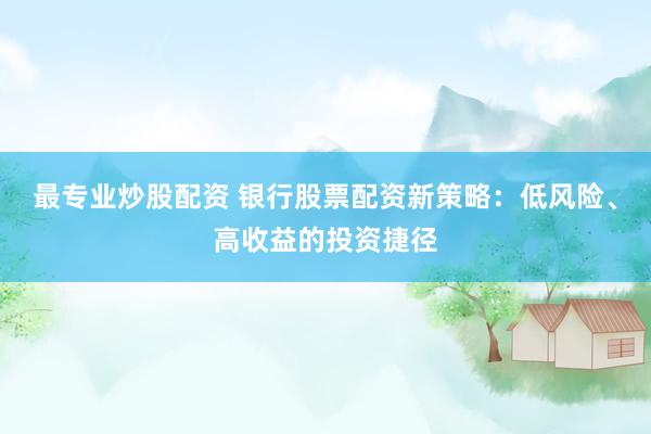 最专业炒股配资 银行股票配资新策略：低风险、高收益的投资捷径
