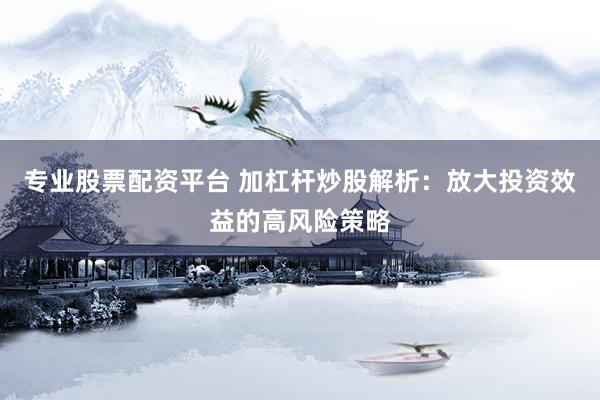 专业股票配资平台 加杠杆炒股解析：放大投资效益的高风险策略